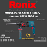 Ronix Corded Rotary Hammer, 850W, SDS-Plus Model #2726