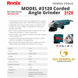 RONIX Angle Grinder 100/115mm, 710W MODEL # 3120
