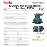 Ronix Electrical Sander, 230W, 100*110mm  Model #6404