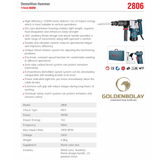 RONIX MODEL #2806 Demolition Hammer, 950W - 10J