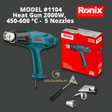 RONIX MODEL #1104 Heat Gun, 2000W, 450-600 °C, 5 Nozzles