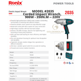 Ronix Corded Impact Wrench  900W,350N.M, 220V MODEL #2035