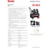 Ronix Silent Compressor 50L -- 1680W  Model #RC-5012