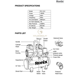 Ronix Air Compressor 10L -- 1280W  Model #RC-1012