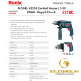 RONIX Corded Impact Drill, 810W, Keyed Chuck MODEL #2210