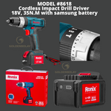 Ronix Cordless Impact Drill Driver, 18V, 35N.M  with SAMSUNG BATTERY Model #8618