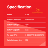 Ronix Cordless Polisher, Free battery 12V, 2Ah Model #8304