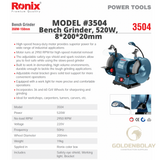 Ronix Bench Grinder, 520W, 8*200*20mm  Model 3504
